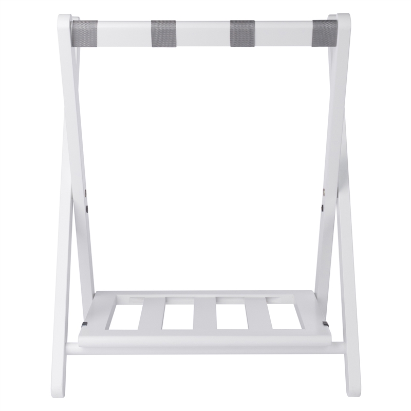 Winsome Raya Transitional Solid Wood Luggage Rack with Shelf in White Finish