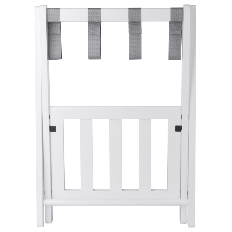 Winsome Raya Transitional Solid Wood Luggage Rack with Shelf in White Finish