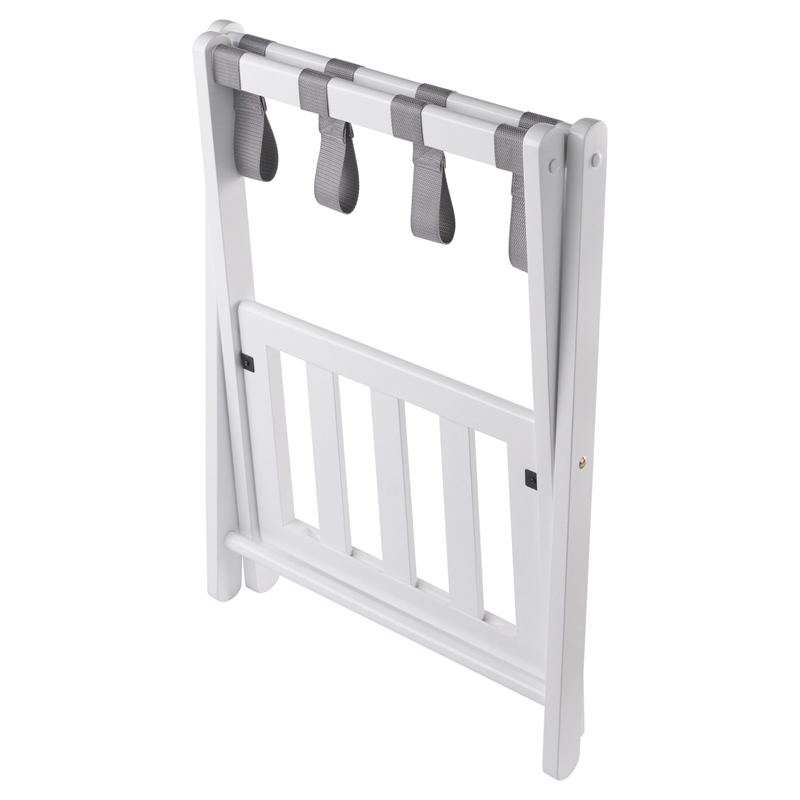 Winsome Raya Transitional Solid Wood Luggage Rack with Shelf in White Finish
