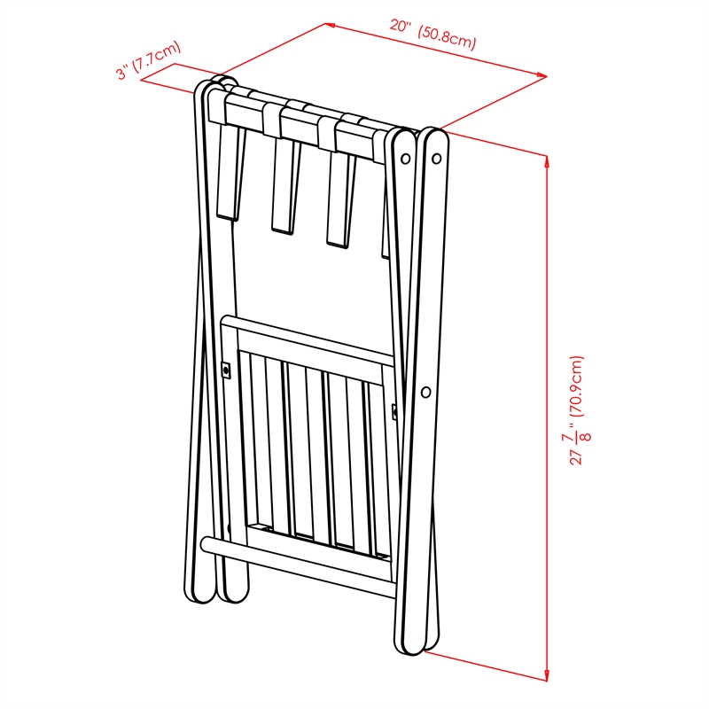 Winsome Raya Transitional Solid Wood Luggage Rack with Shelf in White Finish