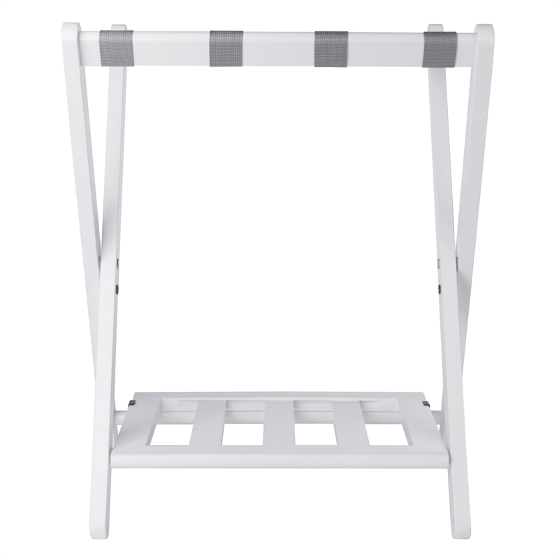 Winsome Raya Transitional Solid Wood Luggage Rack with Shelf in White Finish