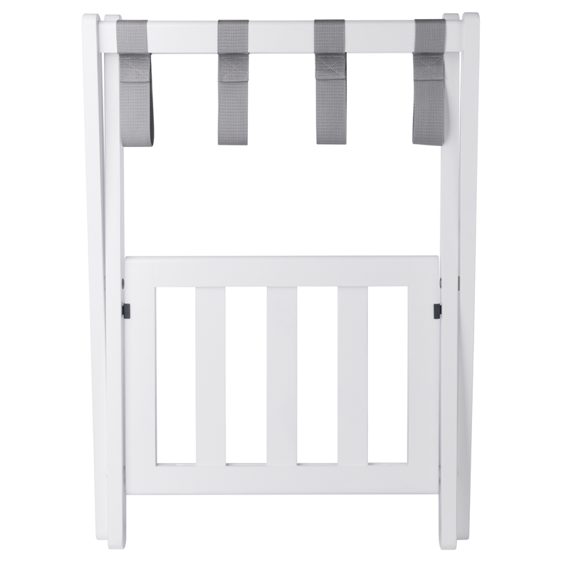 Winsome Raya Transitional Solid Wood Luggage Rack with Shelf in White Finish