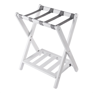 Winsome Raya Transitional Solid Wood Luggage Rack with Shelf in White Finish