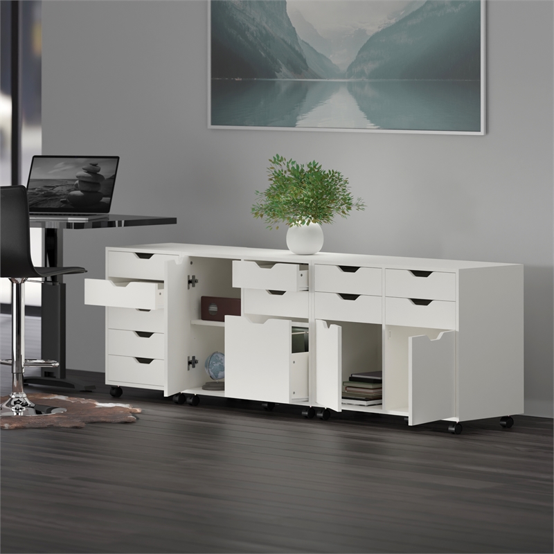 Winsome Halifax 3-Pc Cabinet Set with File Drawer in White Finish