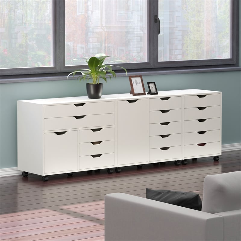 Winsome Halifax 3 PC Transitional Engineered Wood Storage Cabinet Set in White