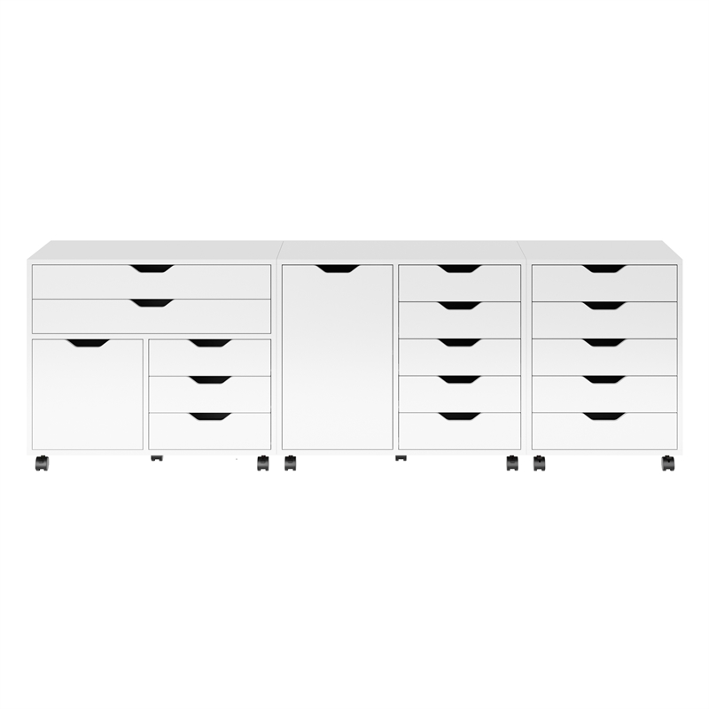 Winsome Halifax 3 PC Transitional Engineered Wood Storage Cabinet Set in White