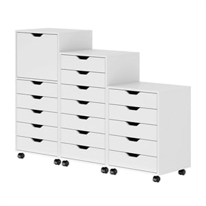 Winsome Halifax 3-Piece Multi-Drawer Engineered Wood Storage Cabinet Set - White