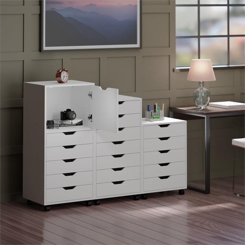 Winsome Halifax 3-Piece Multi-Drawer Engineered Wood Storage Cabinet Set - White