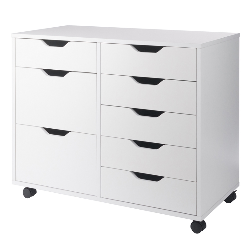Winsome Halifax 6-Drawer Engineered Wood Mobile Storage Cabinet in Crisp White