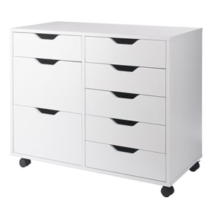 Winsome Halifax 6-Drawer Engineered Wood Mobile Storage Cabinet in Crisp White