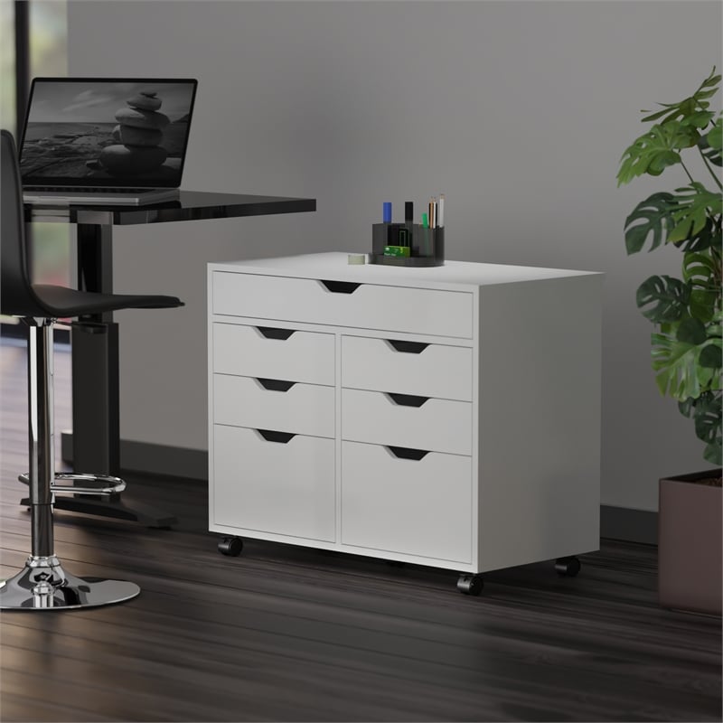 Winsome Halifax 5-Drawer Engineered Wood Mobile Storage Cabinet in Crisp White