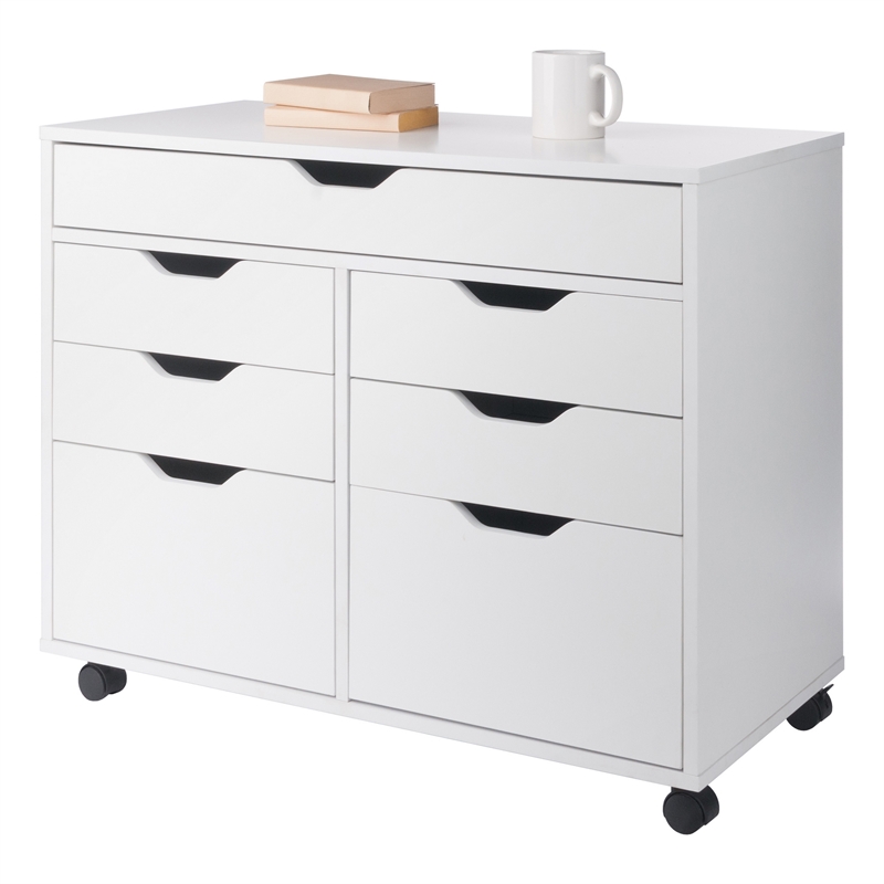 Winsome Halifax 5-Drawer Engineered Wood Mobile Storage Cabinet in Crisp White