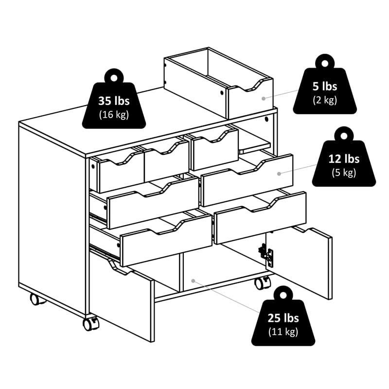 Winsome Halifax 4-Drawer Engineered Wood Mobile Storage Cabinet in Crisp White