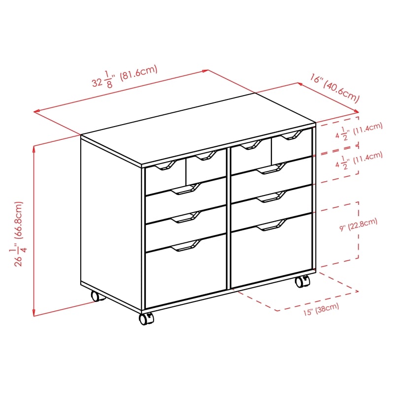 Winsome Halifax 4-Drawer Engineered Wood Mobile Storage Cabinet in Crisp White
