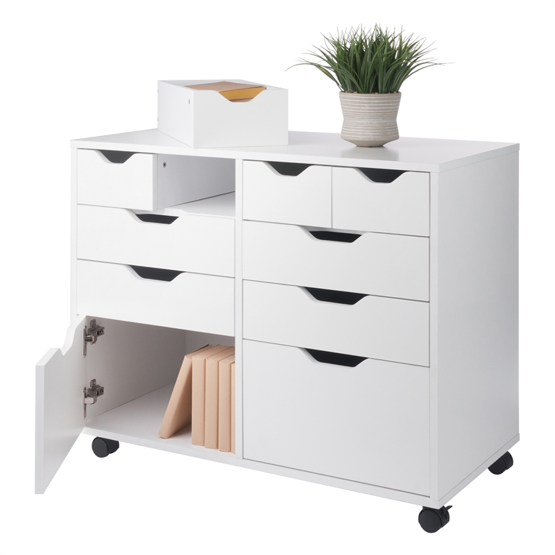 Winsome Halifax 4-Drawer Engineered Wood Mobile Storage Cabinet in Crisp White
