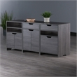 Winsome Nova 3-PC Transitional Engineered Wood Storage Cabinet Set in Charcoal
