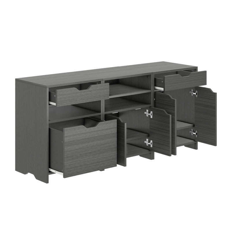 Winsome Nova 3-PC Transitional Engineered Wood Storage Cabinet Set in Charcoal