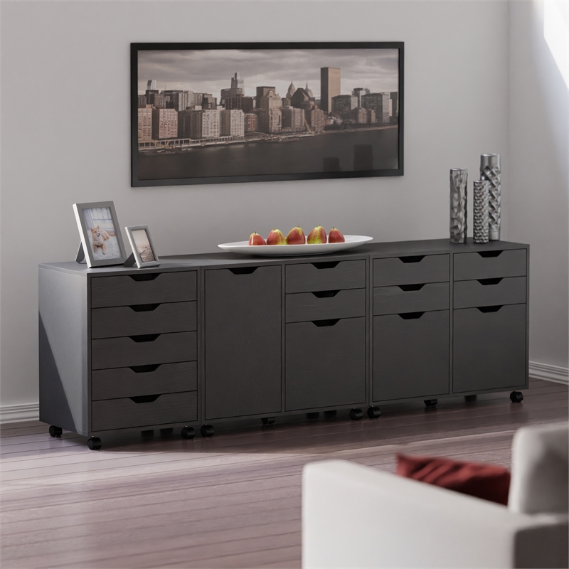 Winsome Halifax 3-Piece Engineered Wood Cabinet Set with File Drawer in Black