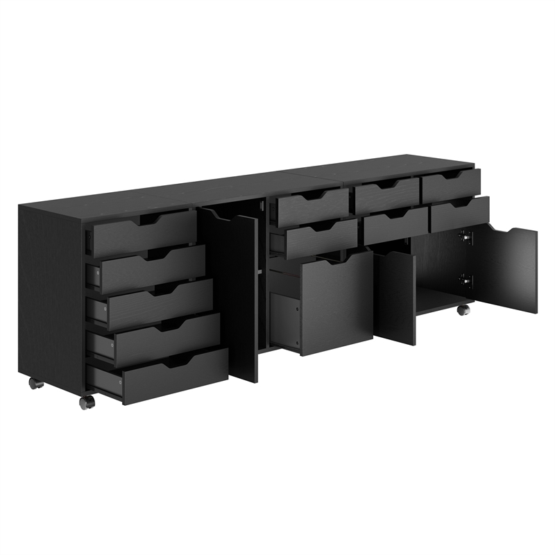 Winsome Halifax 3-Piece Engineered Wood Cabinet Set with File Drawer in Black