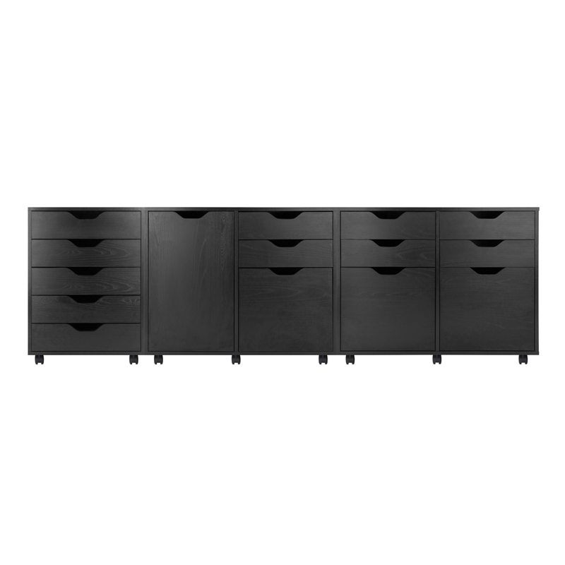 Winsome Halifax 3-Piece Engineered Wood Cabinet Set with File Drawer in Black