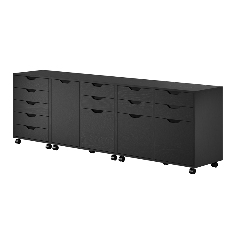 Winsome Halifax 3-Piece Engineered Wood Cabinet Set with File Drawer in Black