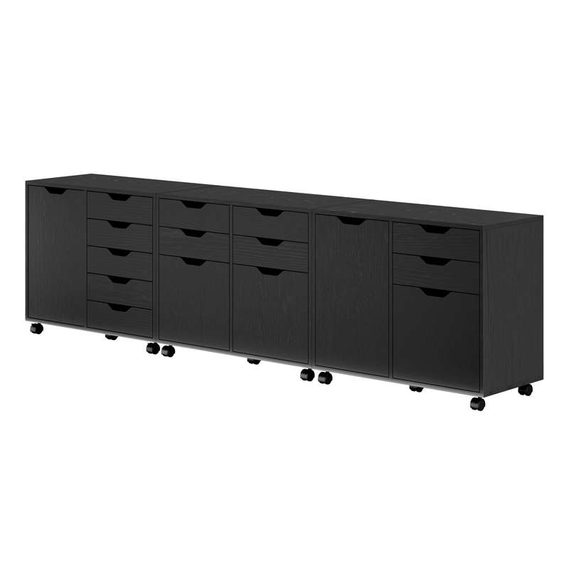 Winsome Halifax 3 Piece Engineered Wood Cabinet Set with File Drawer in Black