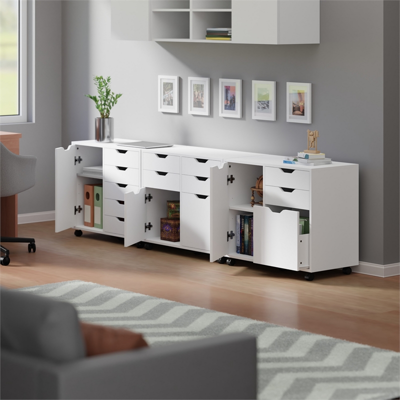 Winsome Halifax 3-Piece Engineered Wood Cabinet Set with File Drawer in White