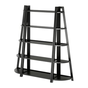 winsome adam 3-pc 5-tier transitional solid wood shelving set in lustrous black