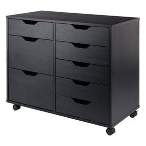 Winsome Halifax 6-Drawer Engineered Wood Mobile Storage Cabinet in Black