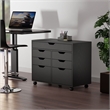 Winsome Halifax 5-Drawer Engineered Wood Mobile Storage Cabinet in Black