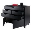Winsome Halifax 5-Drawer Engineered Wood Mobile Storage Cabinet in Black