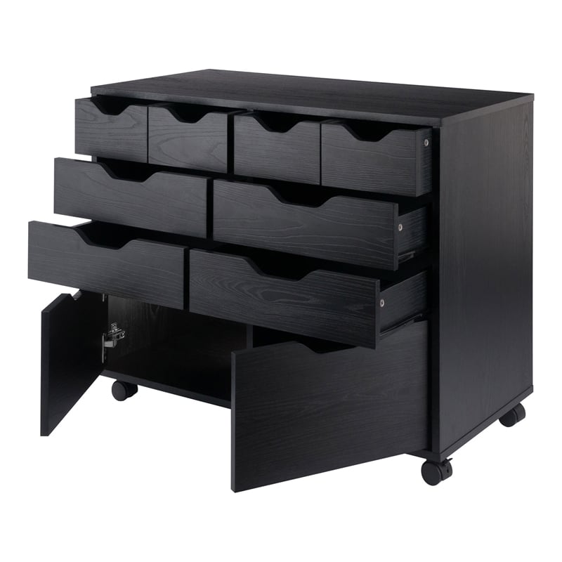 Winsome Halifax 4-Drawer Engineered Wood Mobile Storage Cabinet in Black