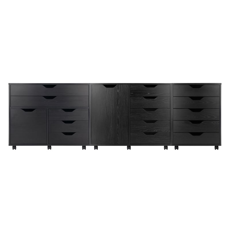 Winsome Halifax 3 PC Transitional Engineered Wood Storage Cabinet Set in Black