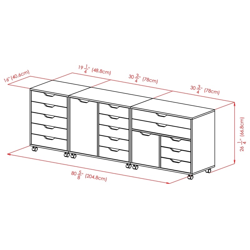 Winsome Halifax 3 PC Transitional Engineered Wood Storage Cabinet Set in Black