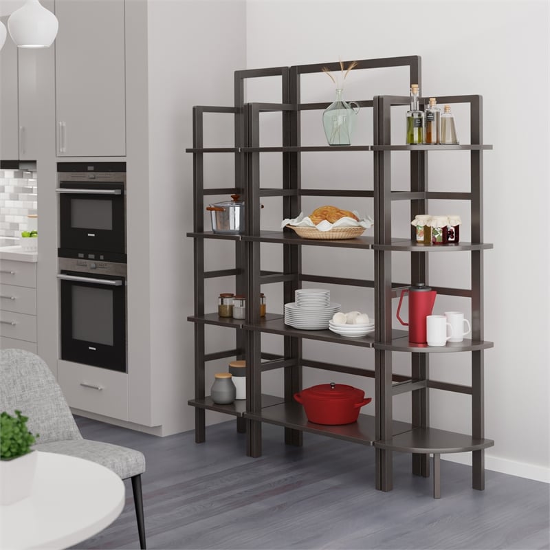 Winsome Aiden 3-Piece Transitional Solid Wood Baker's Rack Set in Vibrant Coffee