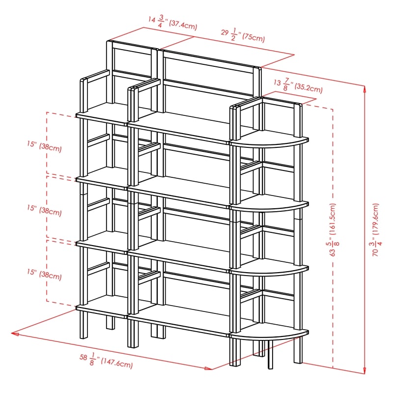 Winsome Aiden 3-Piece Transitional Solid Wood Baker's Rack Set in Vibrant Coffee