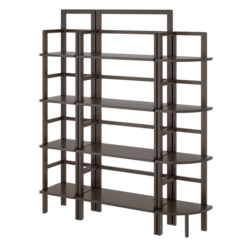 Winsome Aiden 3-Piece Transitional Solid Wood Baker's Rack Set in Vibrant Coffee