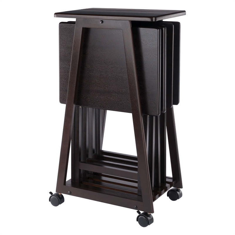 Winsome Adriel 5-Piece Transitional Solid Wood Snack Table Set in Coffee