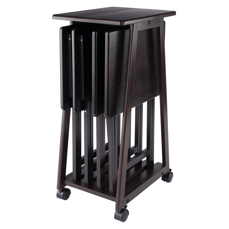 Winsome Adriel 5-Piece Transitional Solid Wood Snack Table Set in Coffee
