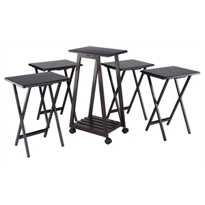 Winsome Adriel 5-Piece Transitional Solid Wood Snack Table Set in Coffee