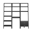 Winsome Bellamy 3-Piece Solid Wood Leaning Desk & Shelf Set in Lustrous Black
