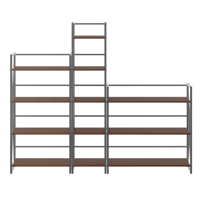 Winsome Isa 3-Piece Engineered Wood Shelving Set in Walnut and Graphite