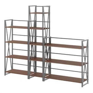 winsome isa 3-piece engineered wood shelving set in walnut and graphite