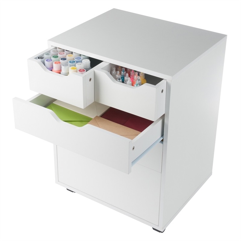 Winsome Halifax Bins and Drawers Storage Mobile Cabinet White Finish