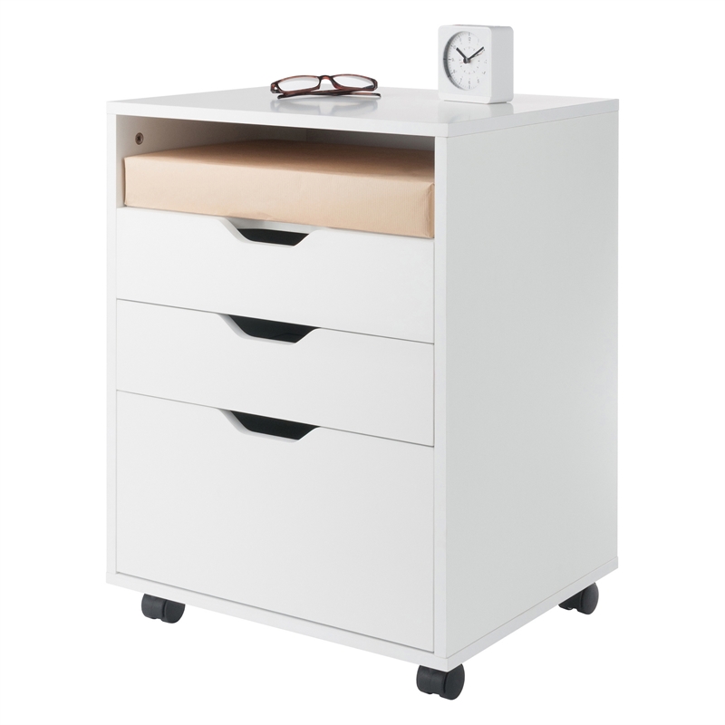 Winsome Halifax Bins and Drawers Storage Mobile Cabinet White Finish