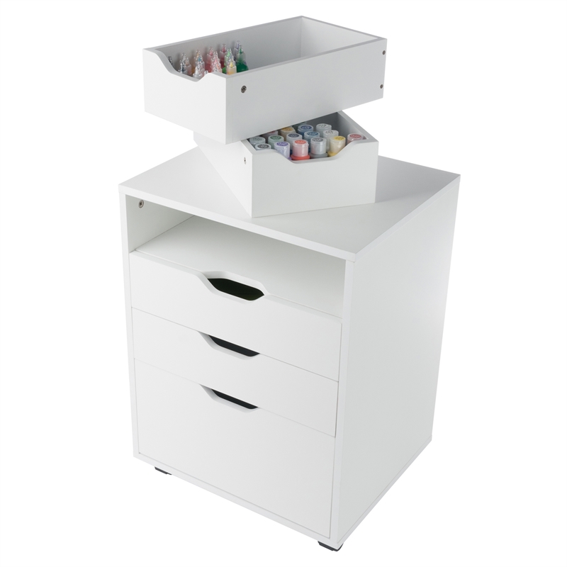 Winsome Halifax Bins and Drawers Storage Mobile Cabinet White Finish