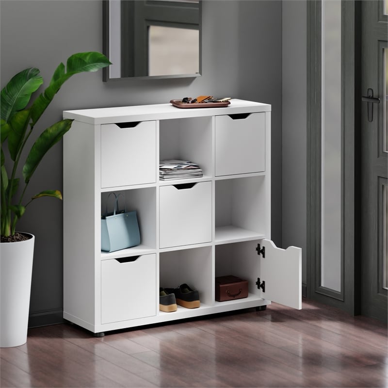 Winsome Julian 3x3 Storage Cabinet White Finish