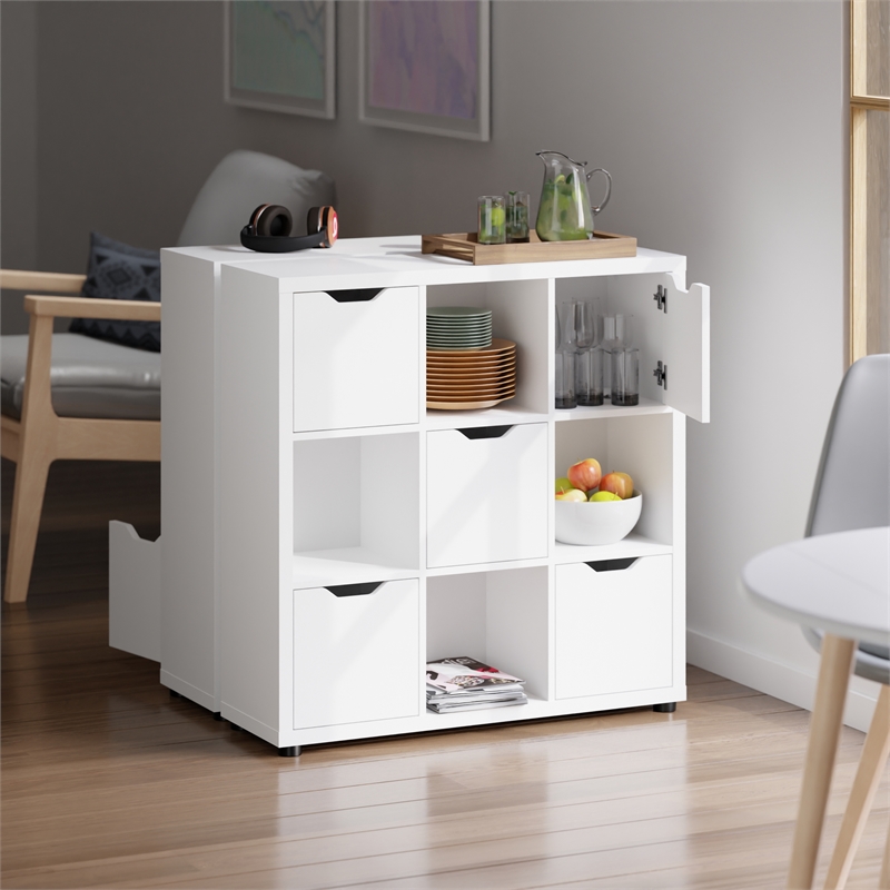 Winsome Julian 3x3 Storage Cabinet White Finish