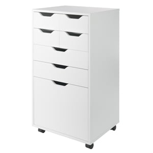 Winsome Halifax Bins and Drawers Multi Storage Tall Mobile Cabinet White Finish