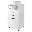Winsome Halifax Bins and Drawers Multi Storage Tall Mobile Cabinet White Finish